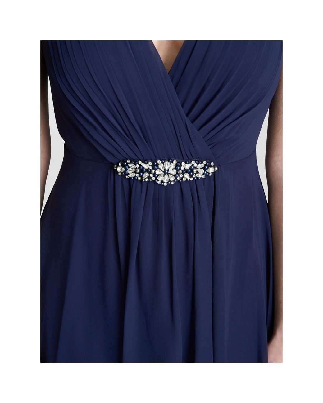 Gina Bacconi Blue Pandora Wrap Effect Hi-Lo Dress