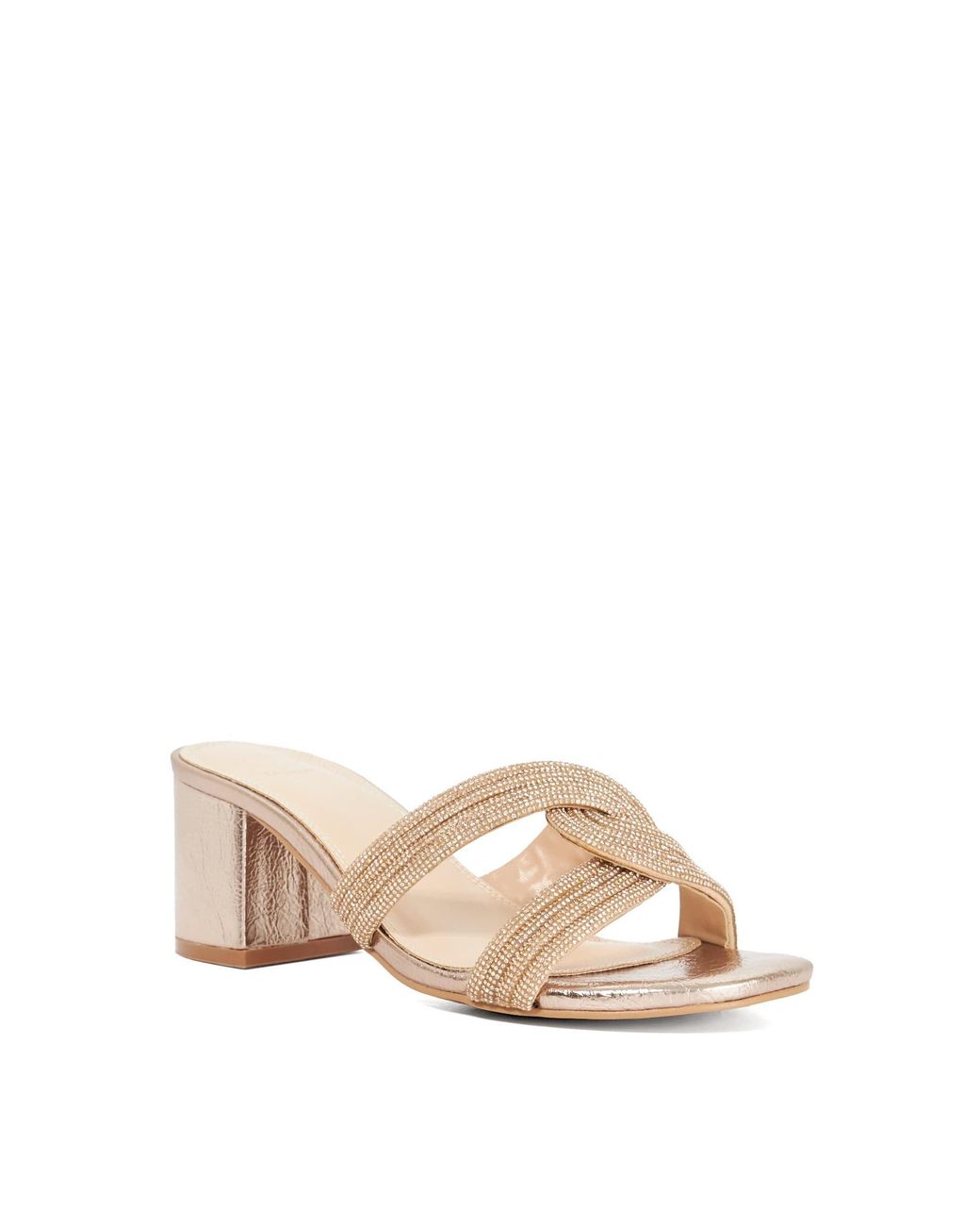 Dune Natural Movey Medium Block Heel Sandals