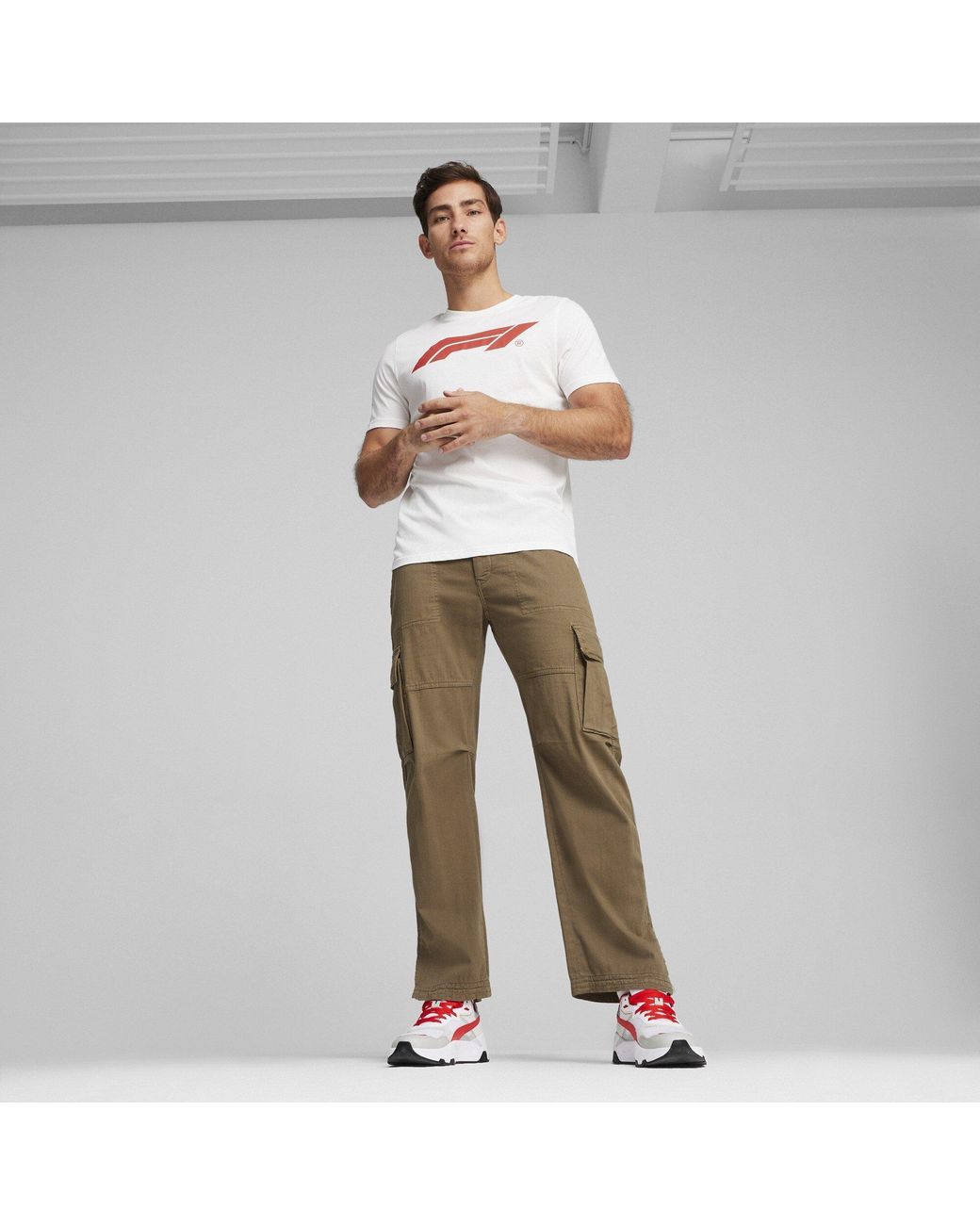 PUMA White Ess Logo Regular Fit T-Shirt for men