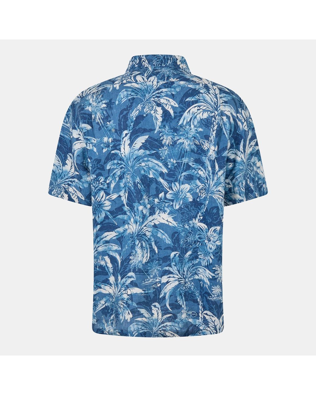 Polo Ralph Lauren Blue Linen Palm Pattern Short Sleeve Shirt for men