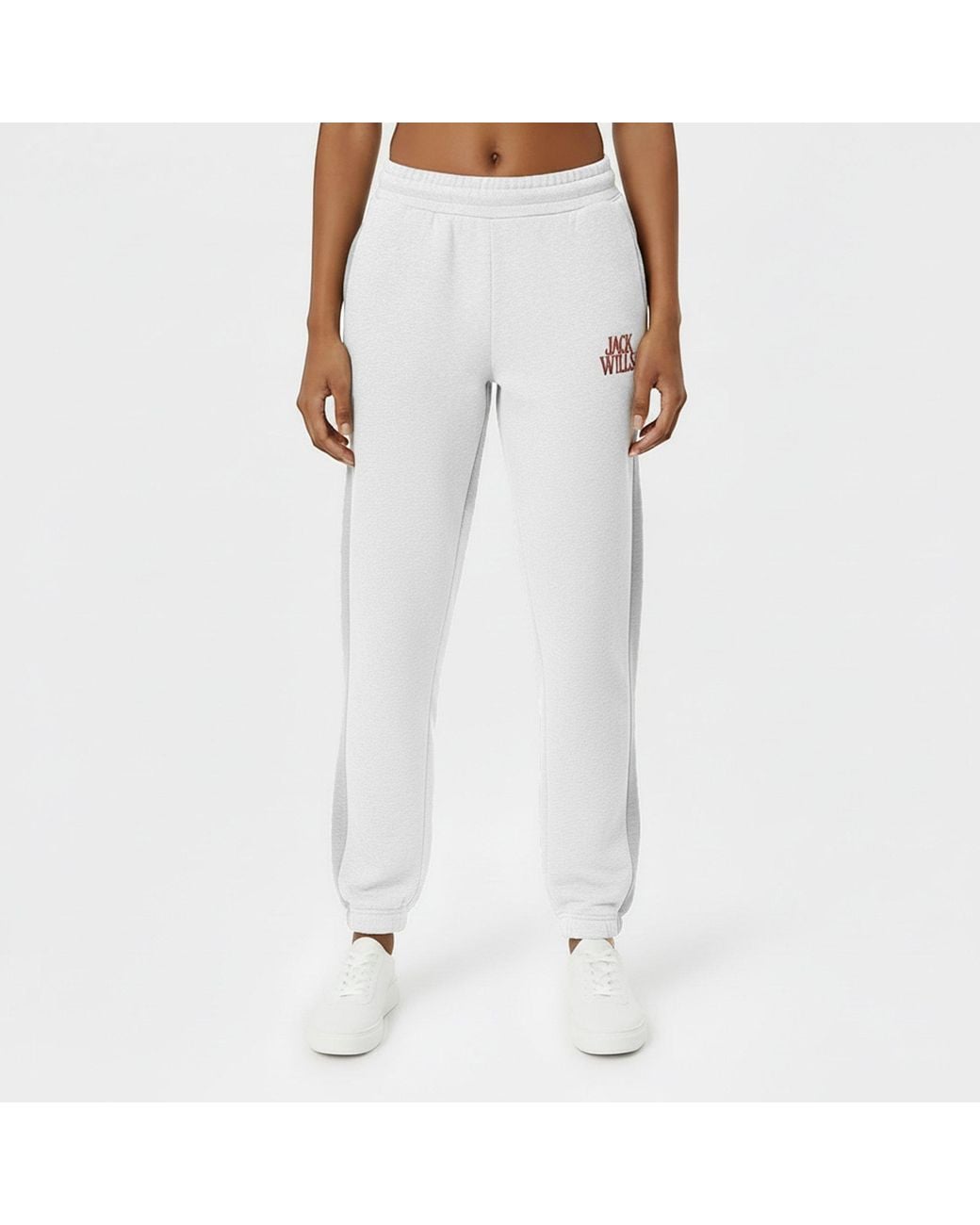 Jack Wills White Jw Contrast Logo Closed Hem Fleece Joggers