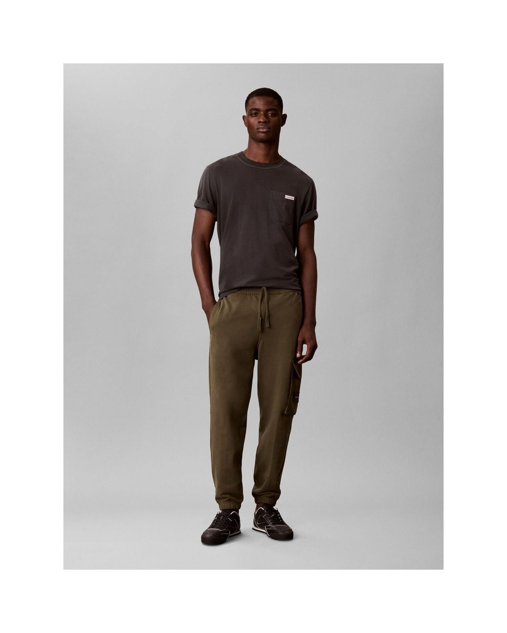 Calvin Klein Brown Badge Cotton Joggers for men