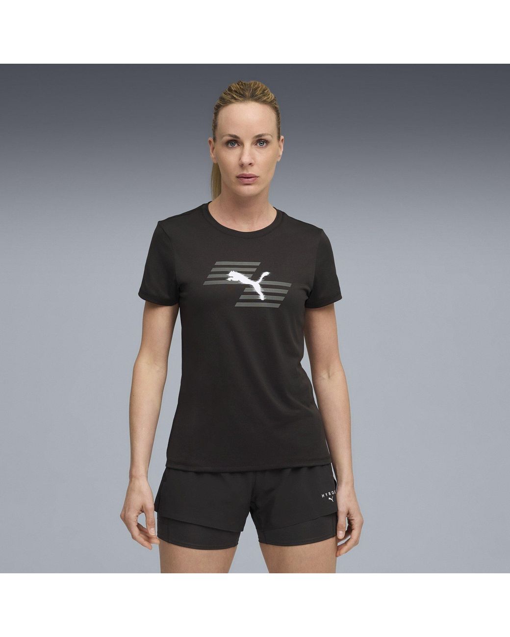 PUMA Black Hyrox Short-Sleeve Performance Gym Top