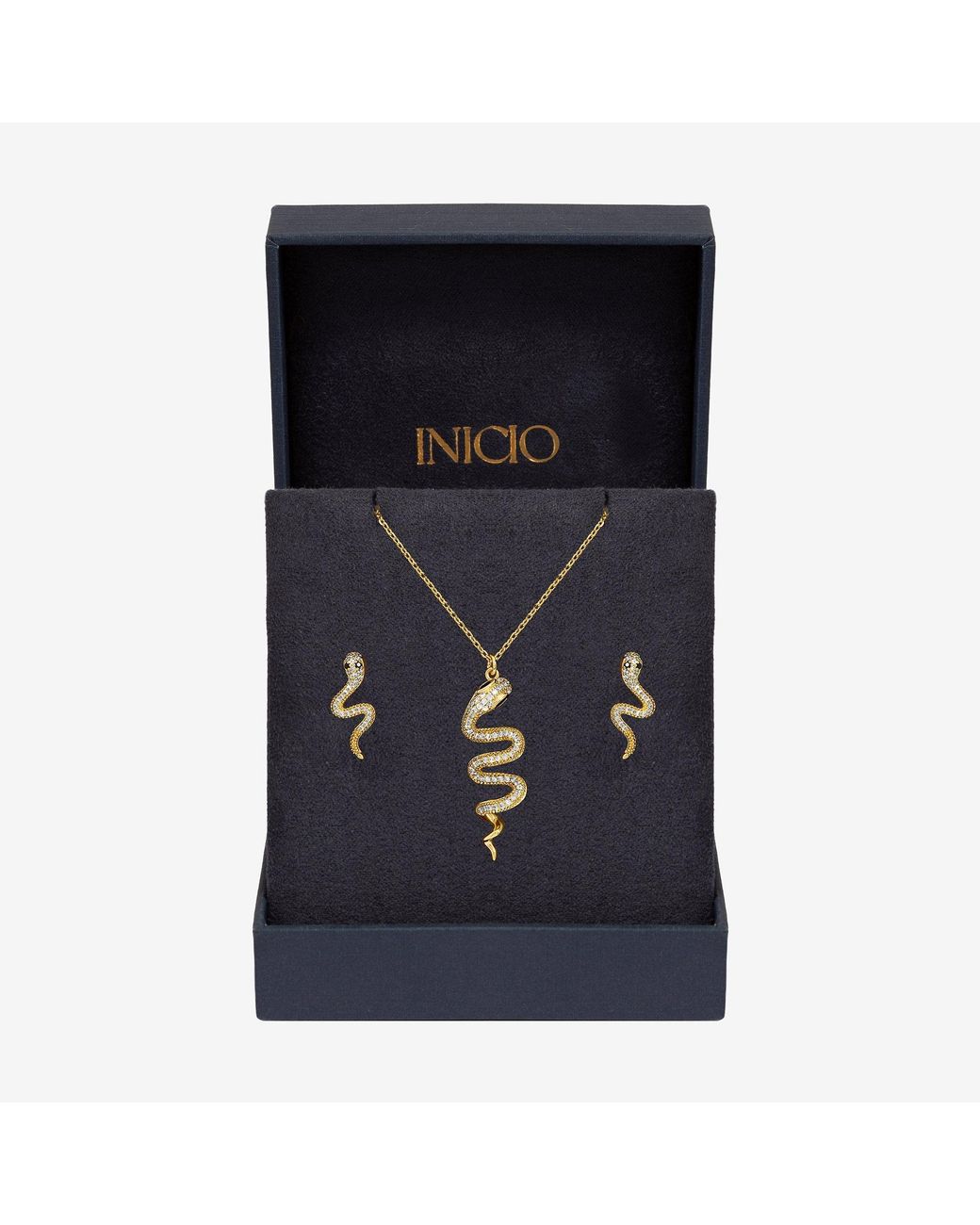 Inicio Blue 14K Plated And Cz Snake Set
