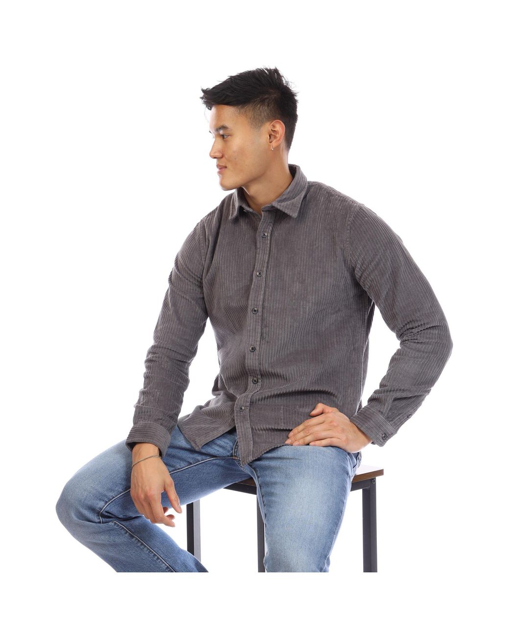 Peter Werth Gray Elmore Long Sleeve Plain Shirt for men