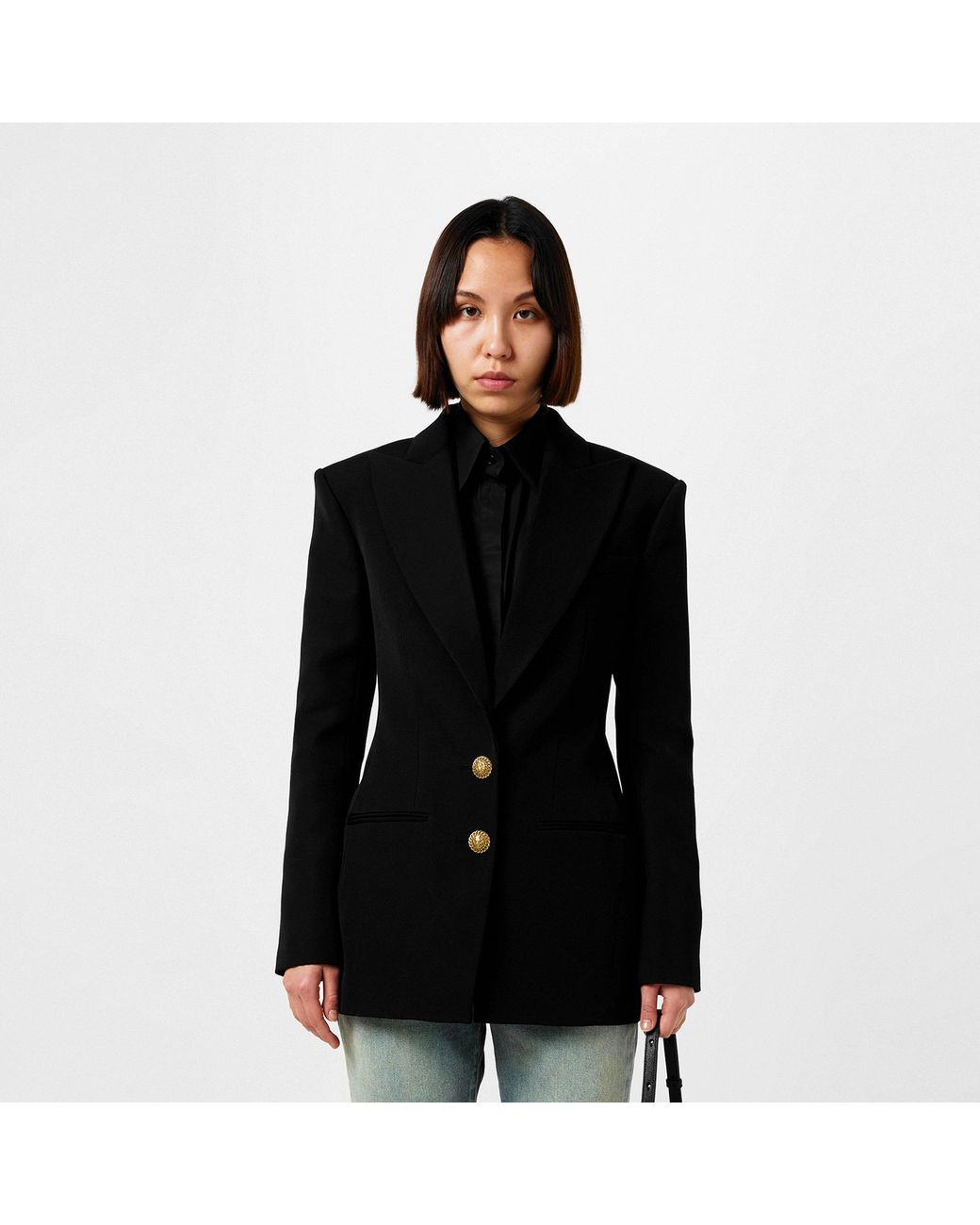 Balmain Black Single-Breasted-Tone Button Long Sleeve Blazer