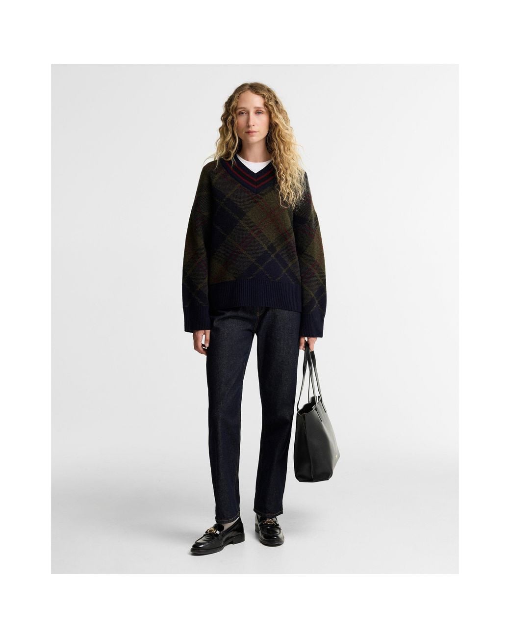 Barbour Black Shae Fine-Knit Wool Long-Sleeve V-Neck Jumper
