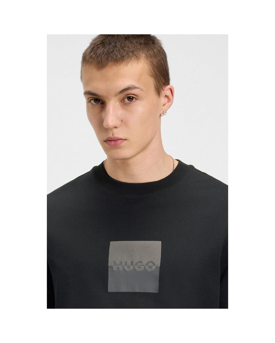 HUGO Black Dusplit Split Logo T-Shirt for men
