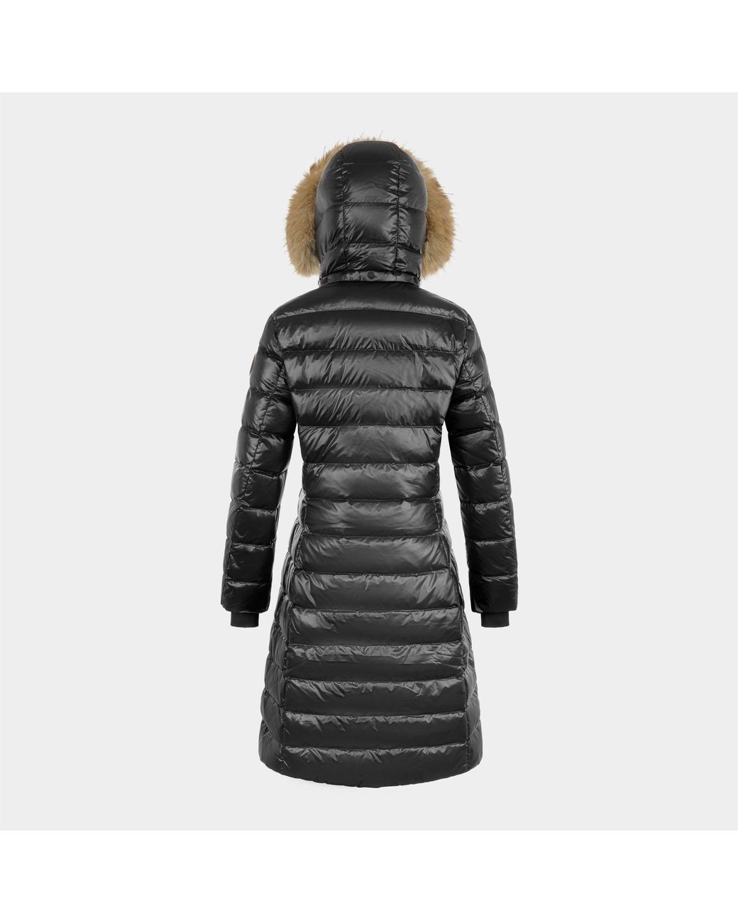 ARCTIC ARMY Black Arctic Long Puffer Water Resistant Detachable Hood Calf Length Jacket