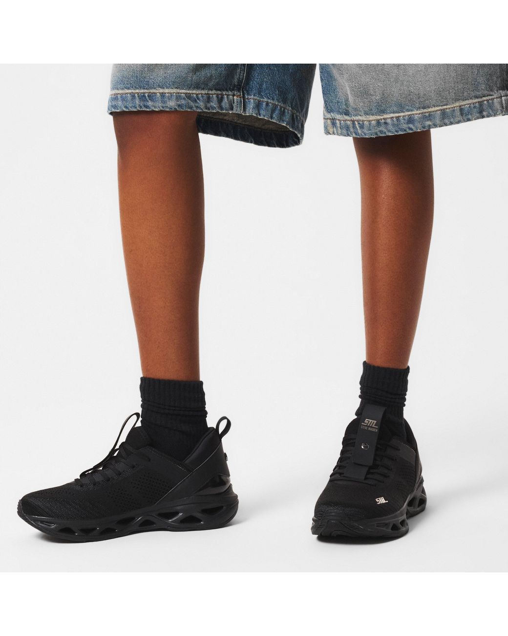 Steve Madden Black Surge 1 Mesh Trainers