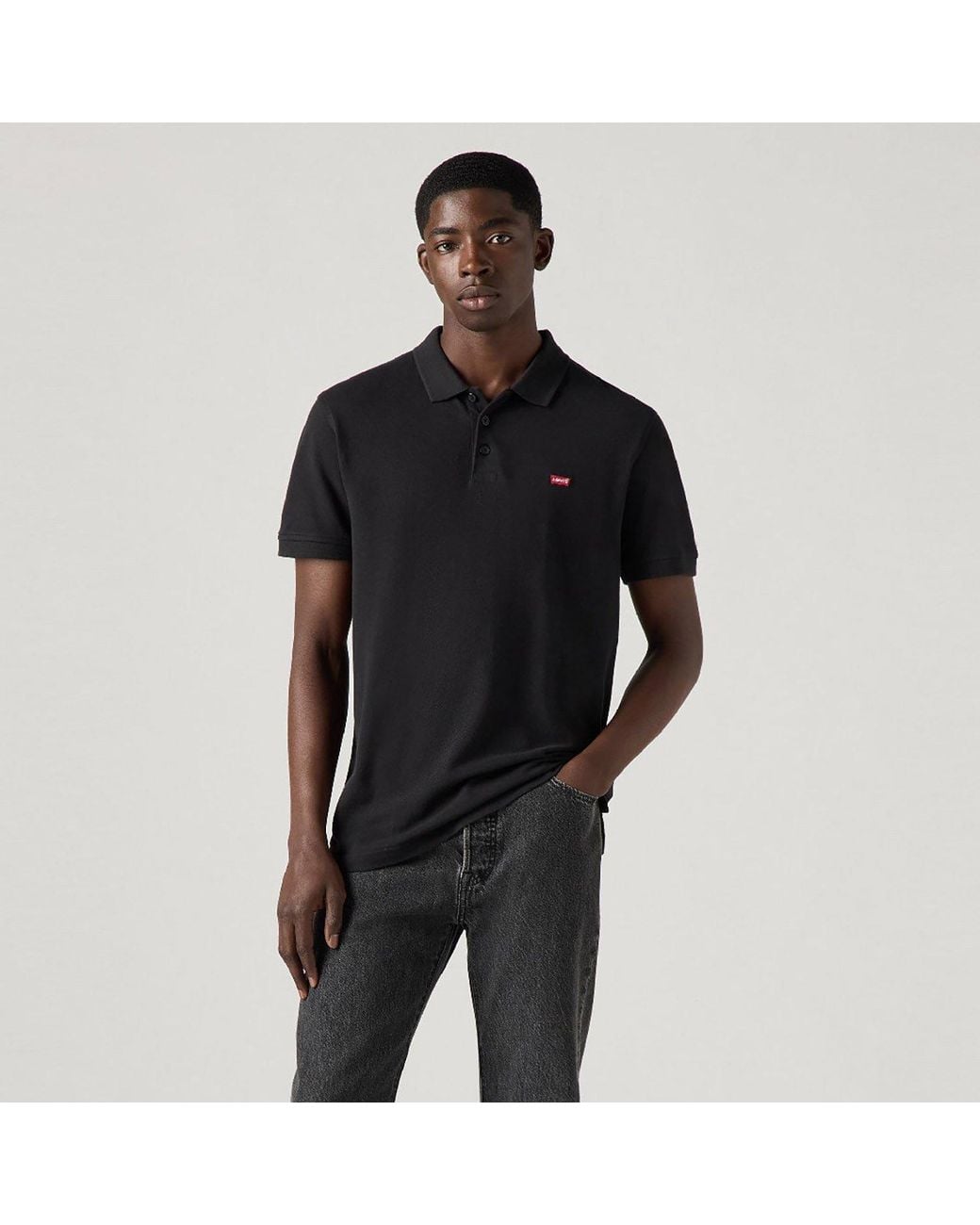 Levi's Black Housemark Short Sleeve Polo Shirt for men