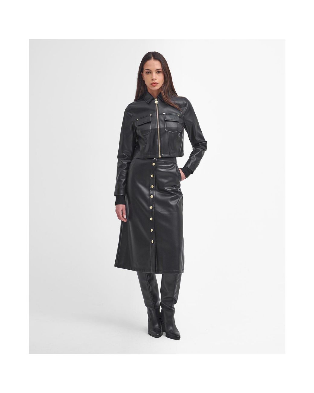 Barbour Black Aria Faux Leather Jacket