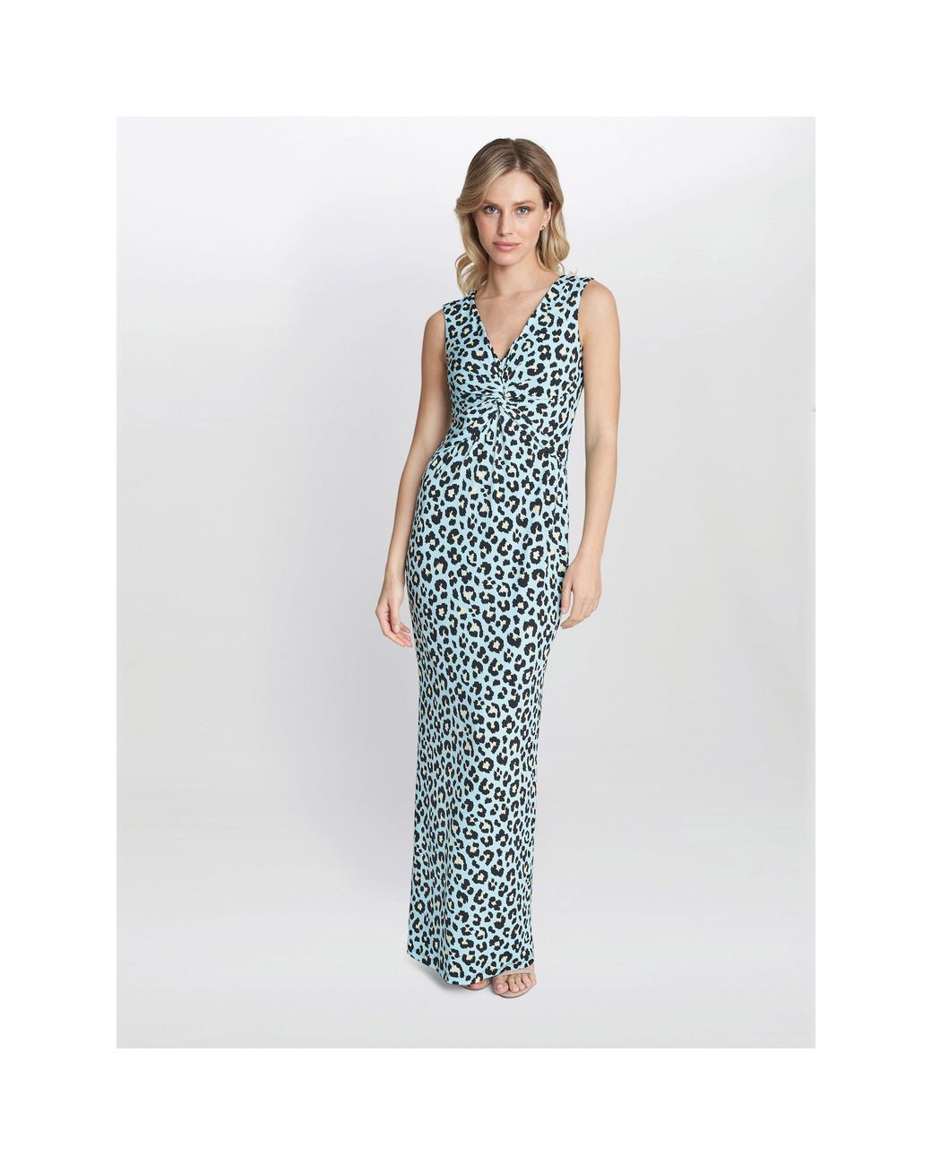 Gina Bacconi Blue Hudson Animal Jersey Maxi Dress