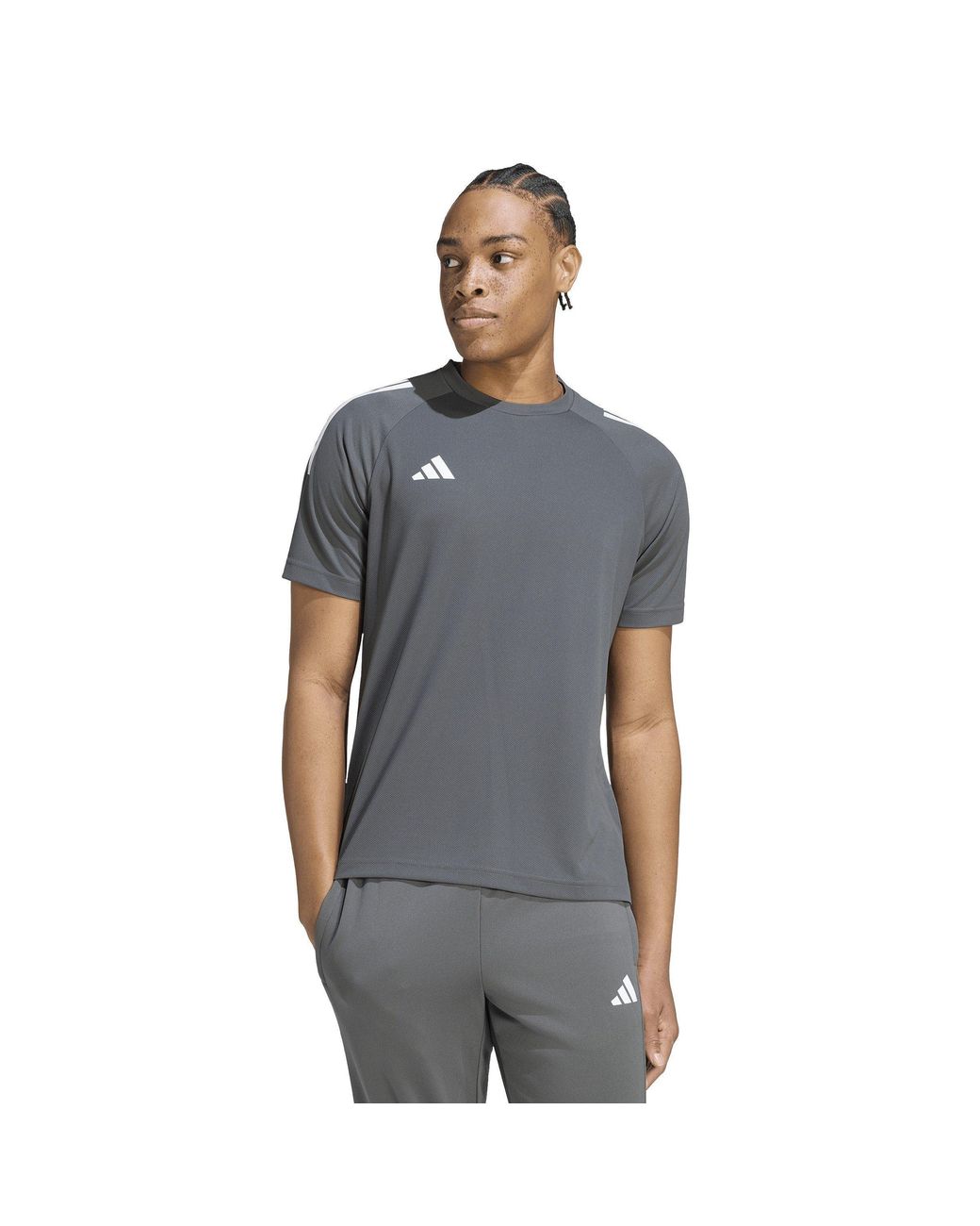 Adidas Gray Classic 3 Stripe Sereno T-Shirt for men