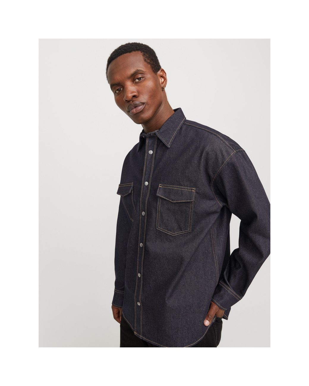 Jack & Jones Blue Astin Long Sleeve Denim Shirt for men
