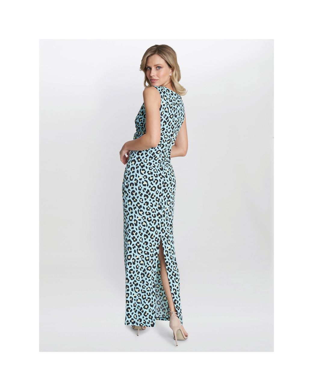 Gina Bacconi Blue Hudson Animal Jersey Maxi Dress