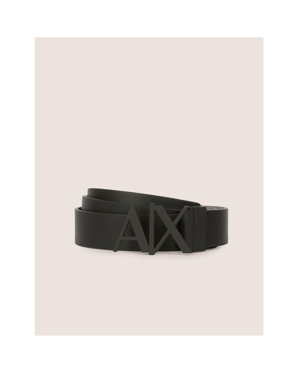 ARMANI EXCHANGE White Cut Out Logo Leather Belt for men