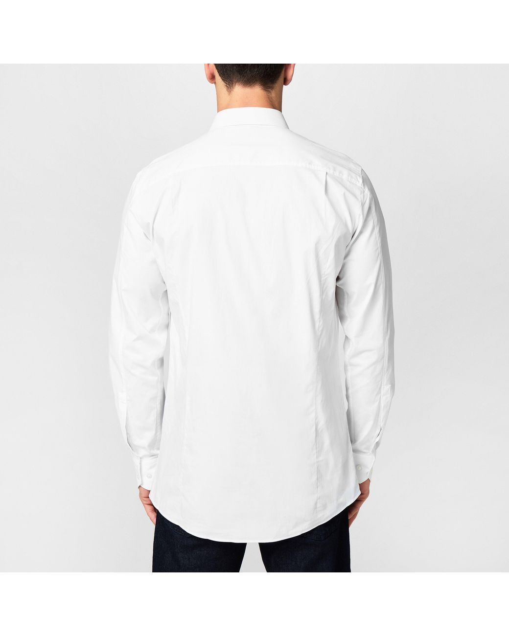 HUGO White Elisha Long Sleeve Plain Shirt for men