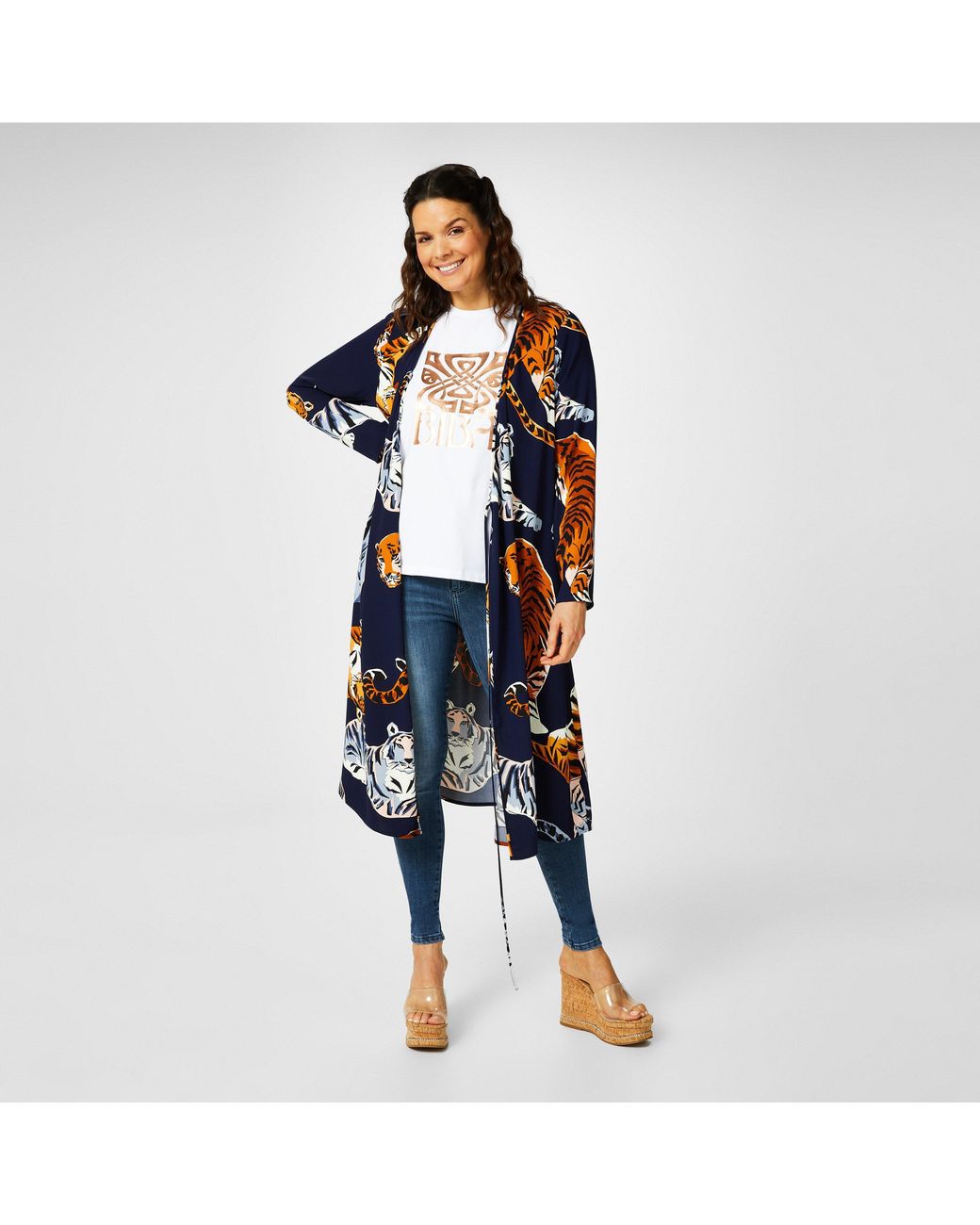 Biba Blue Kimono Wrap Dress