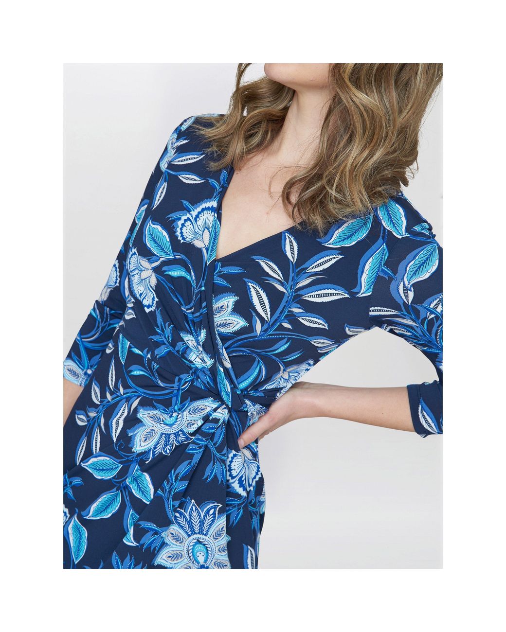 Gina Bacconi Blue Cameron Jersey Wrap Dress