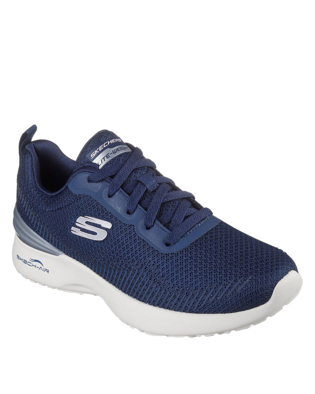 Skechers Blue 3D Print Mesh Lace-Up W Memory Foa Slip On Trainers