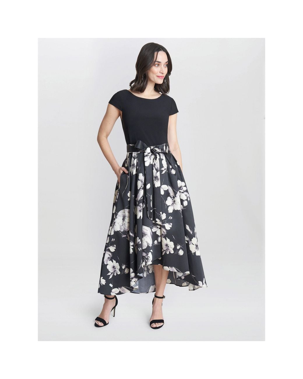 Gina Bacconi Blue Colleen Jersey And Jacquard Dress