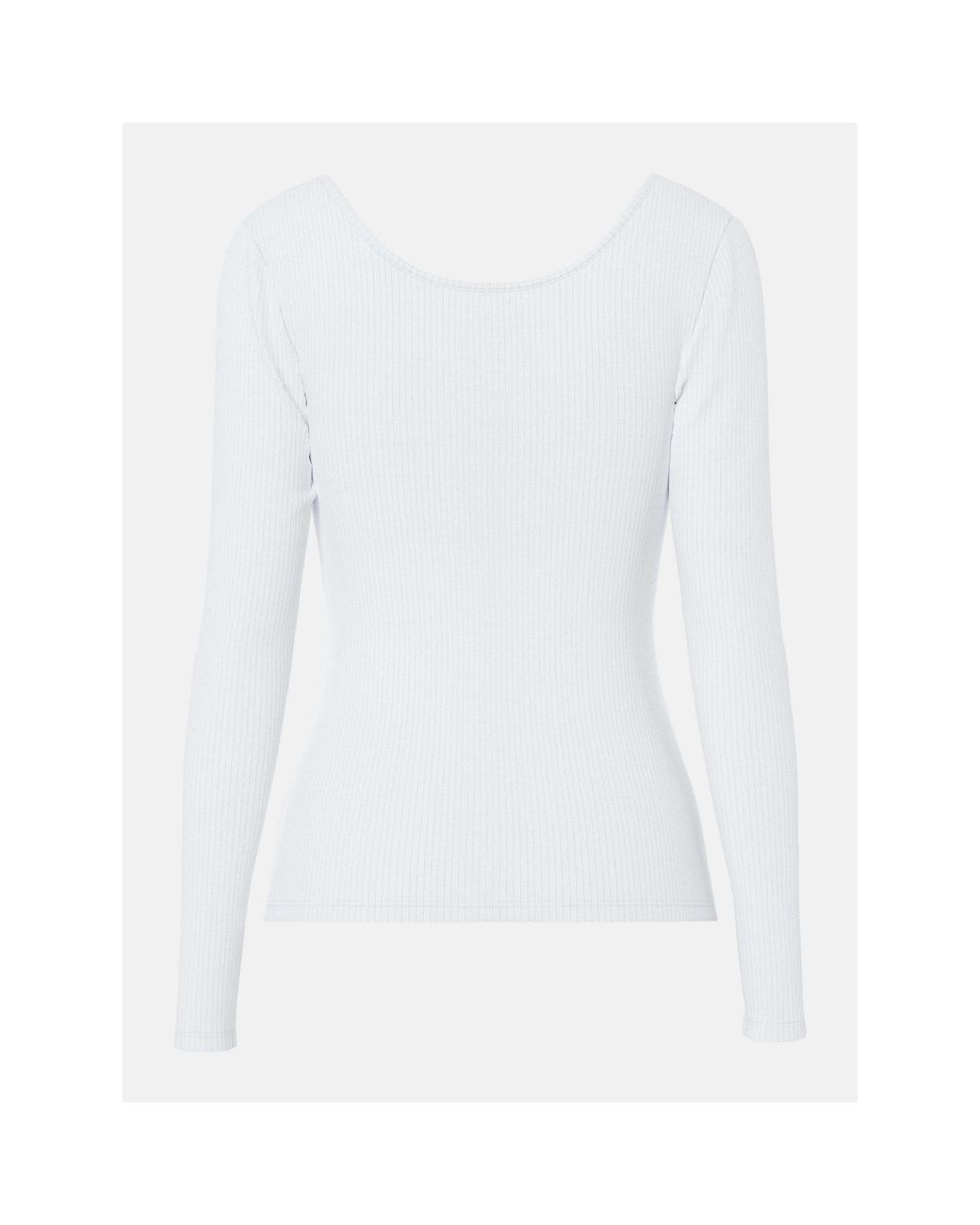 Pieces White Kitte Cotton Long-Sleeve Slim-Fit Blouse