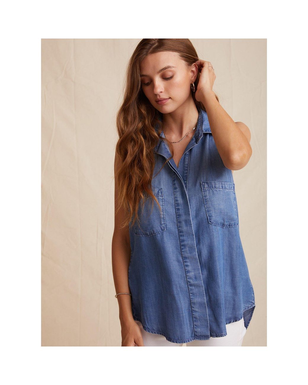 Bella Dahl Blue Regular Fit Split Back T-Shirt