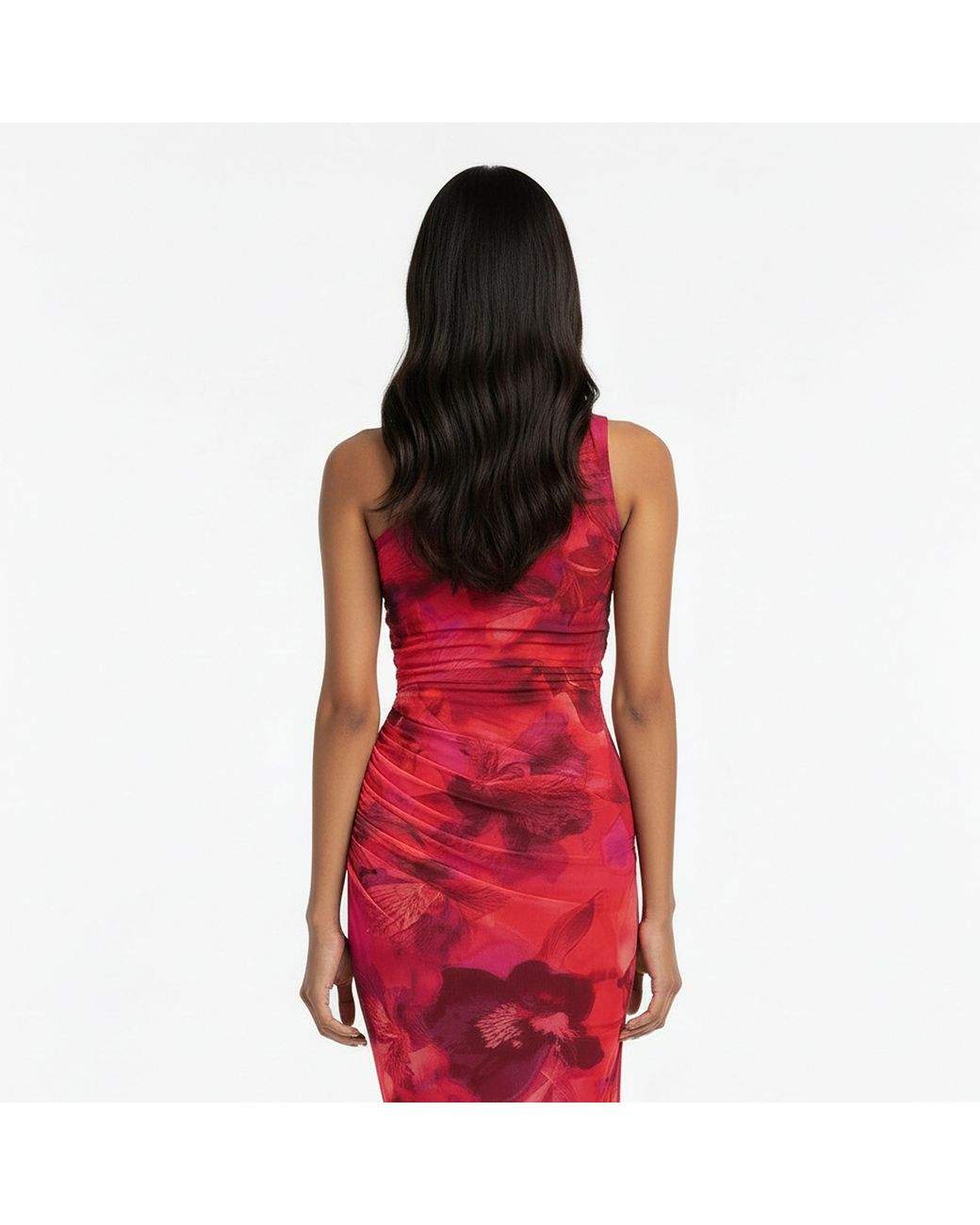 I Saw It First Red Printed Mesh Maxi Dress