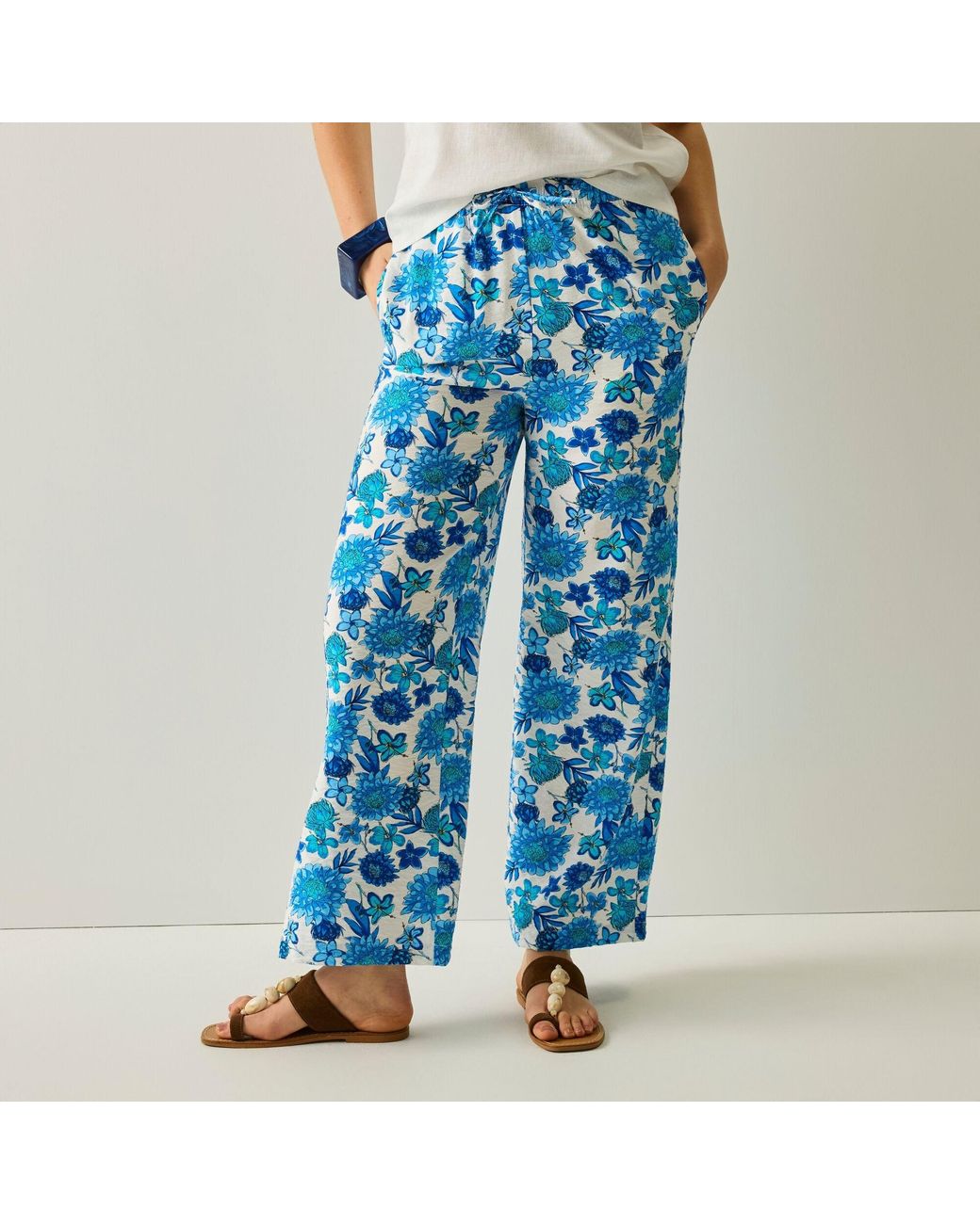 Regatta Blue Talamanca Linen Relaxed-Fit Trousers