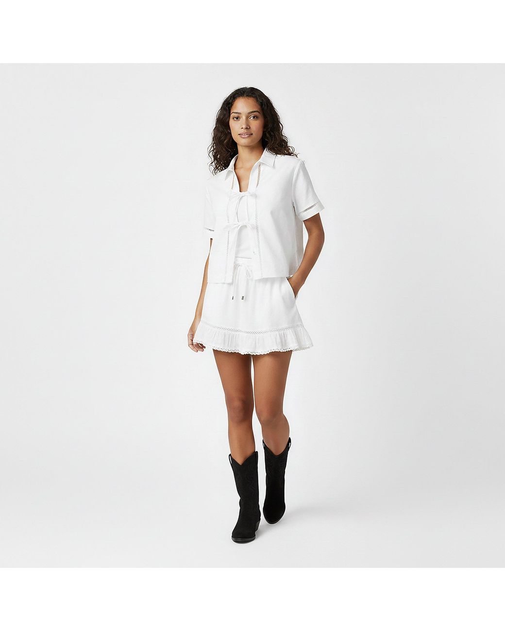 Jack Wills White Linen Broderie Shirt