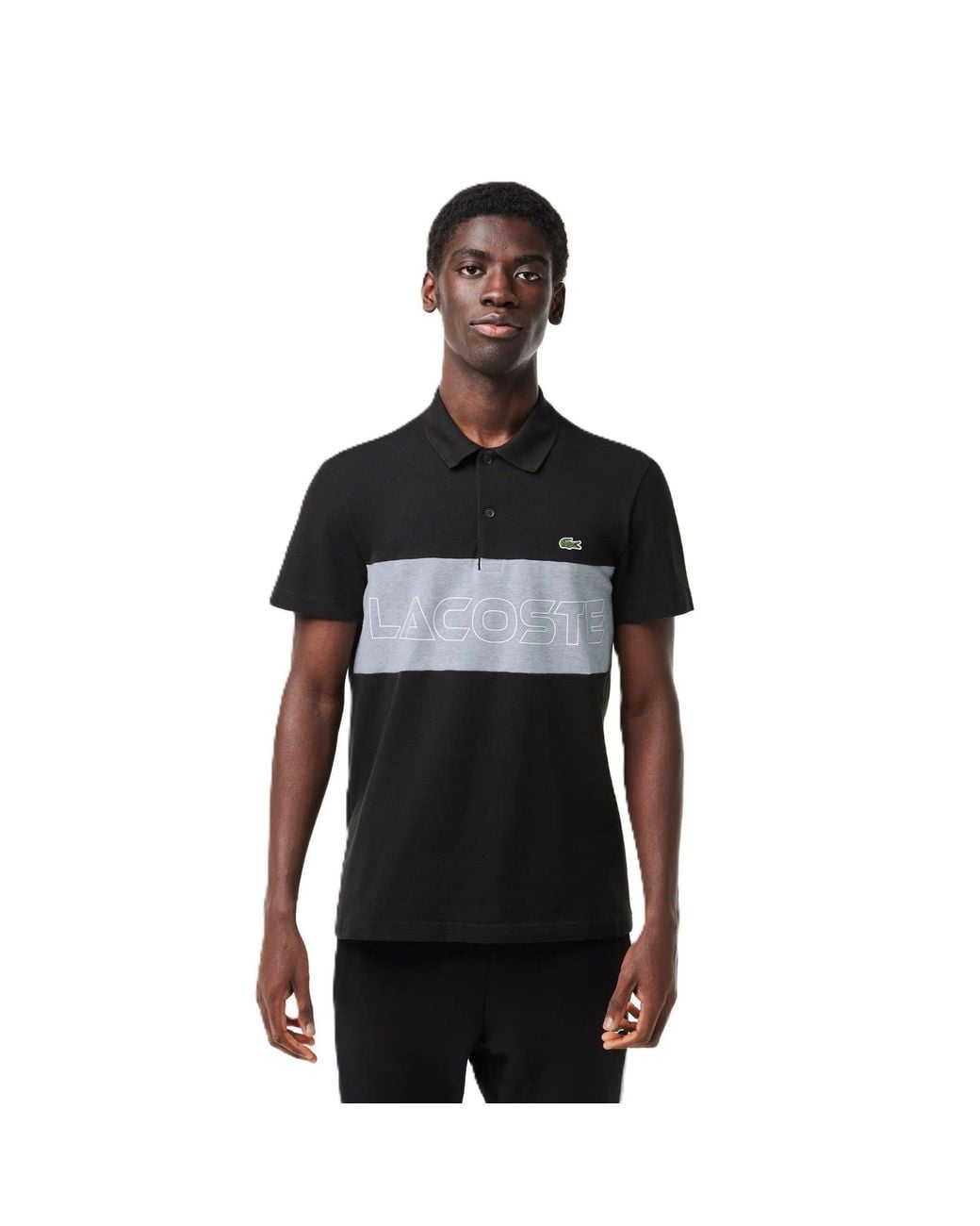 Lacoste Black Regular Fit Stretch Mini Piqué Polo for men