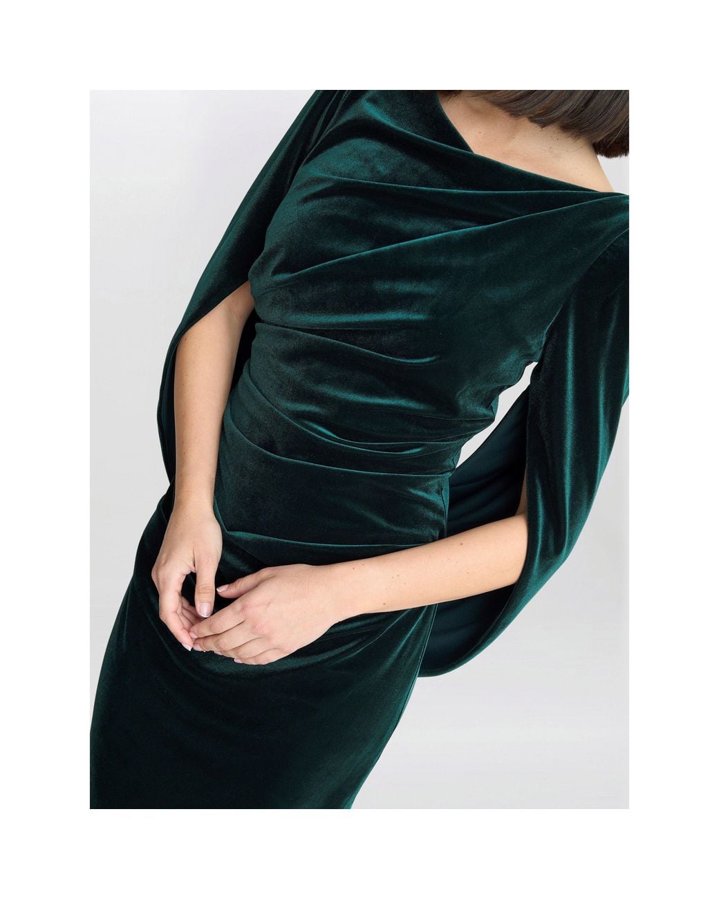 Gina Bacconi Green Rosalind Velvet Dress With Back Piece