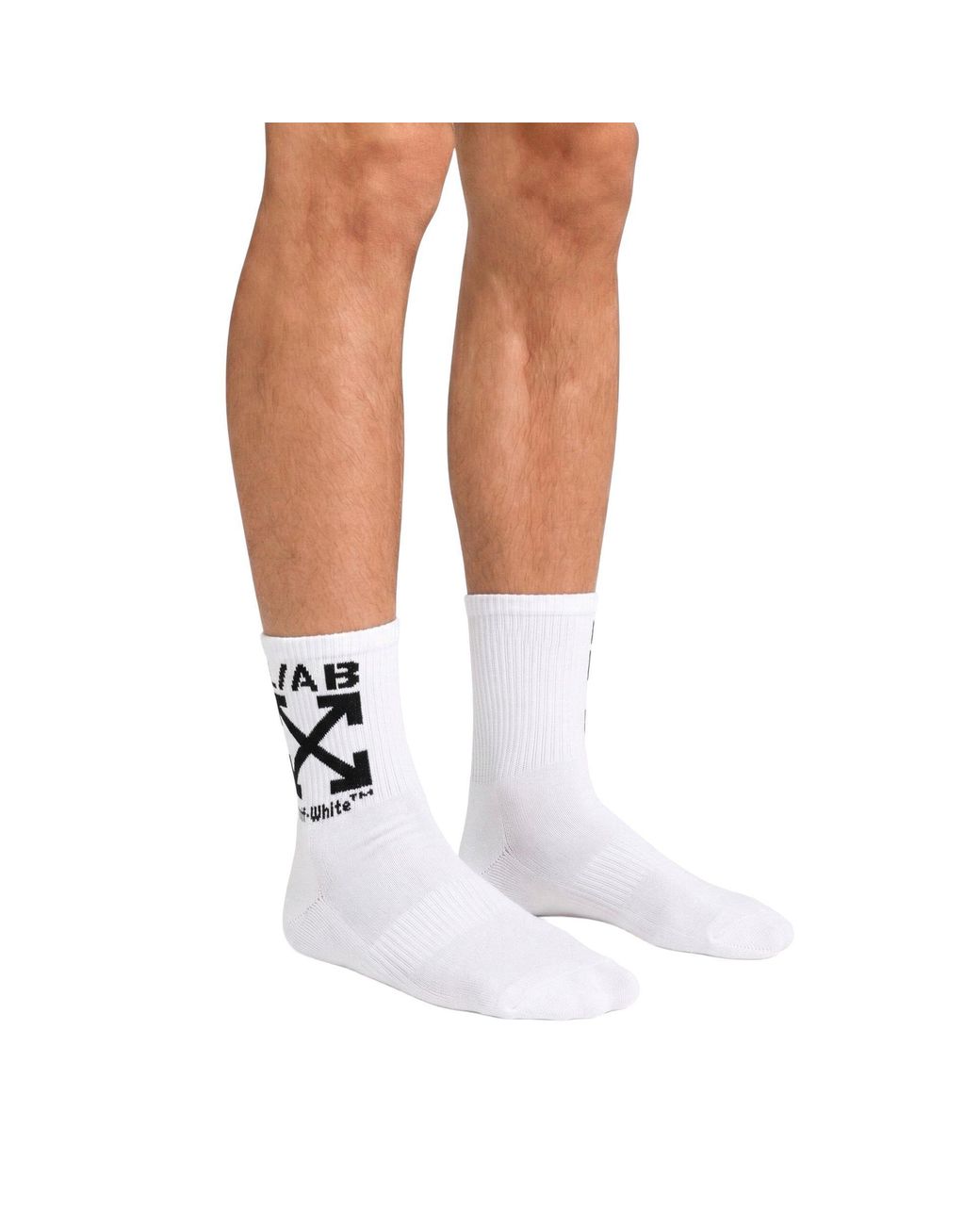 L/AB Off White White Below-Calf Crew Socks 6 Pack for men