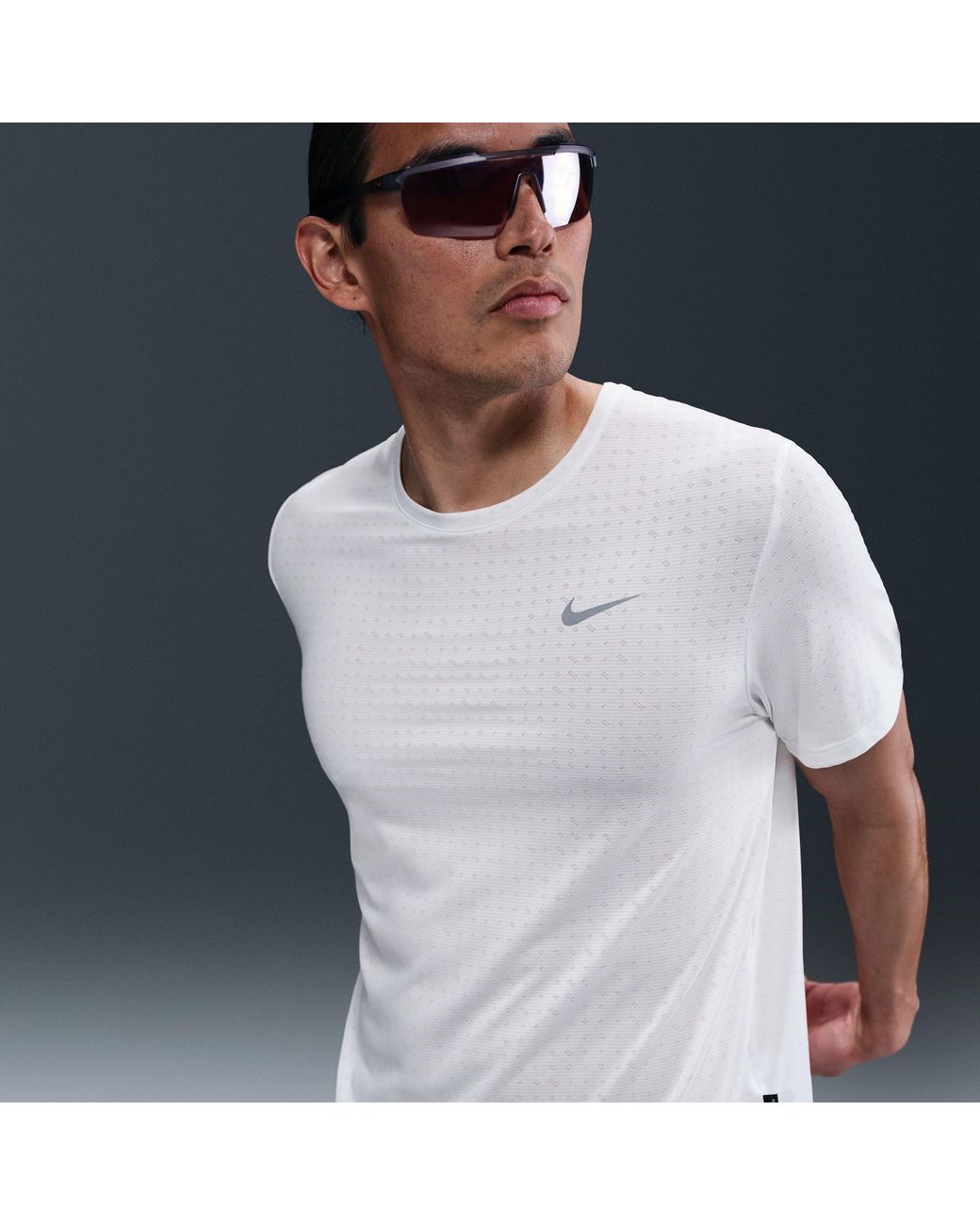Nike White Short Sleeve Performance Running Top for men