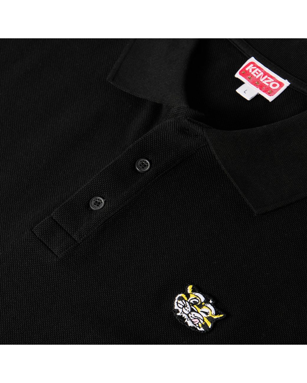 KENZO Black Wild Tiger Short Sleeve Polo Shirt for men