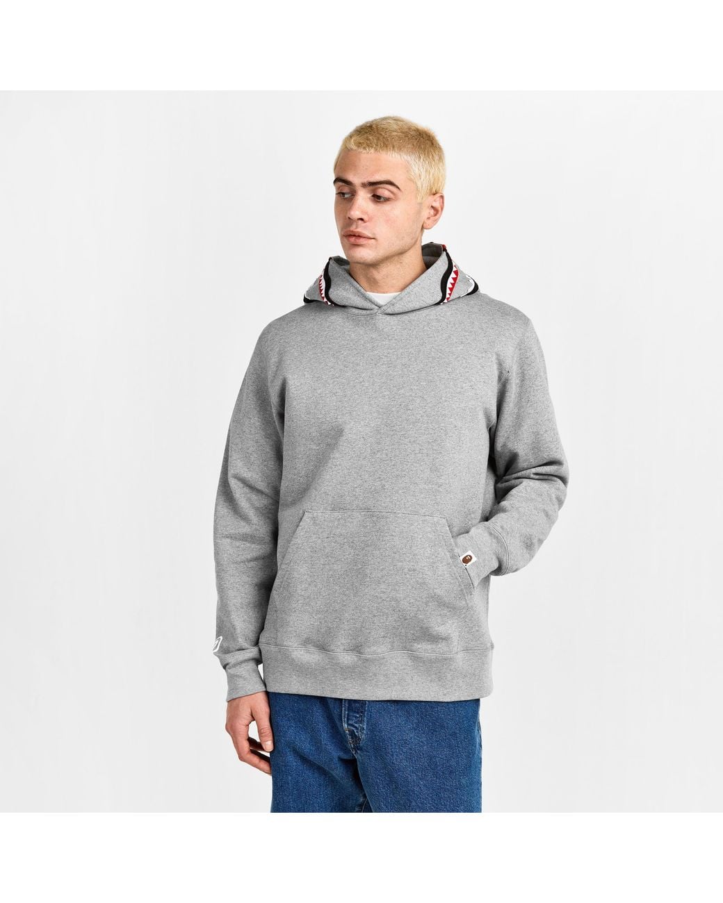 A Bathing Ape Gray Shark Wgm Pull Over Hoodie for men