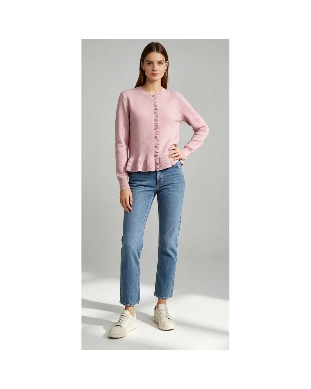 Miso Blue Frill-Hem Cardigan