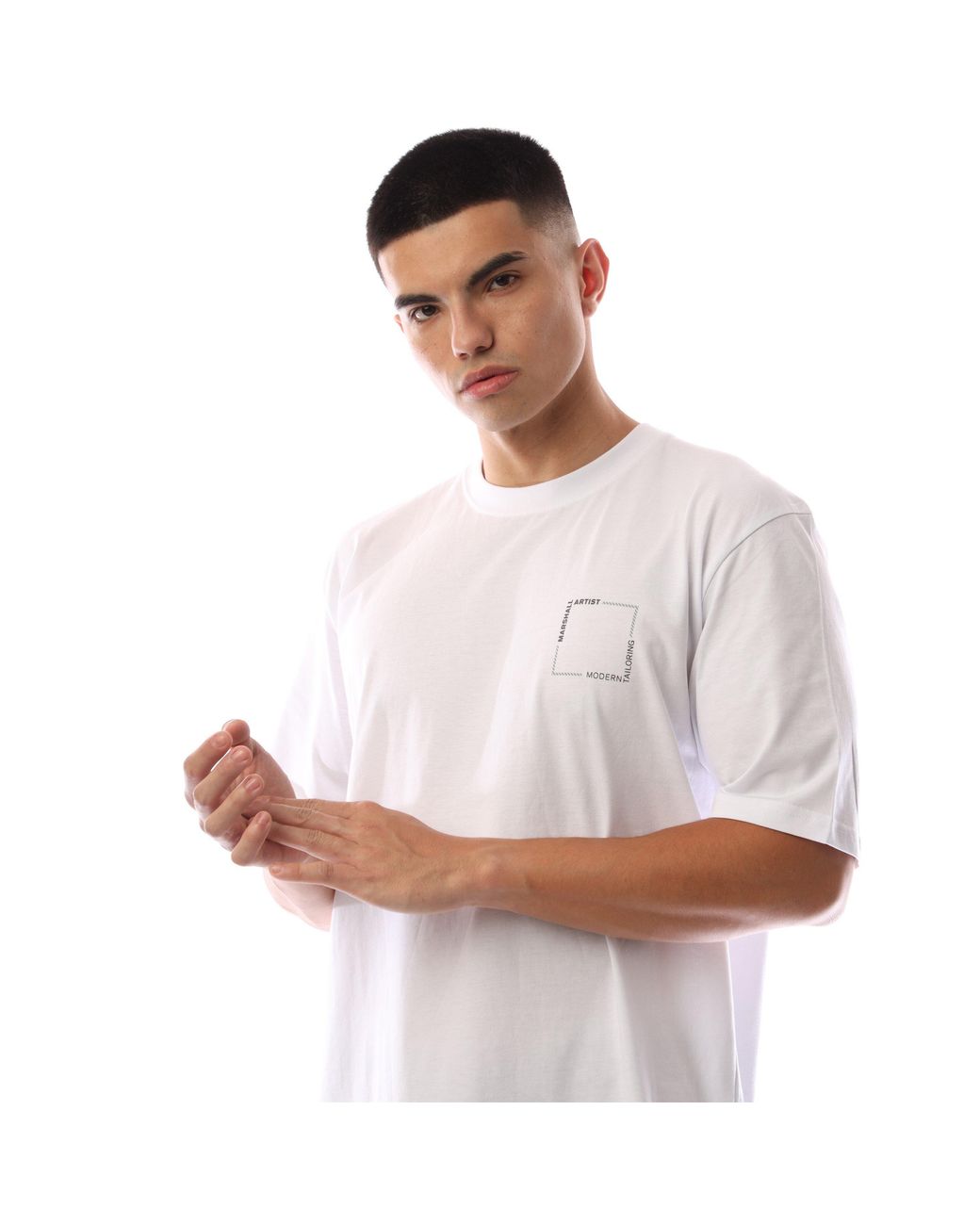 Marshall Artist White Chvrn Box Regular Fit T-Shirt for men