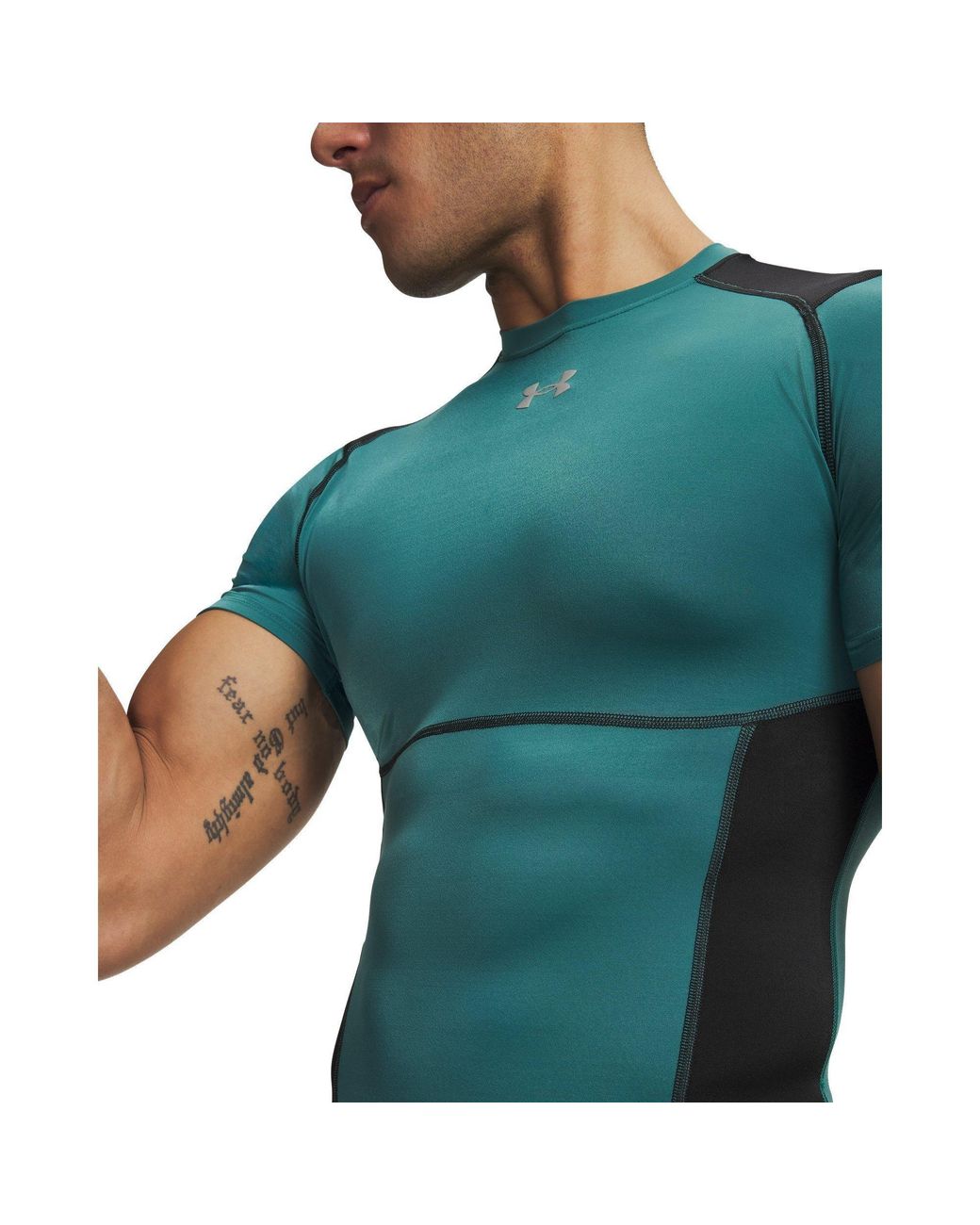 Under Armour Green Heatgear Elite Compression Short Sleeve Marine Od Marine Od Reflective for men