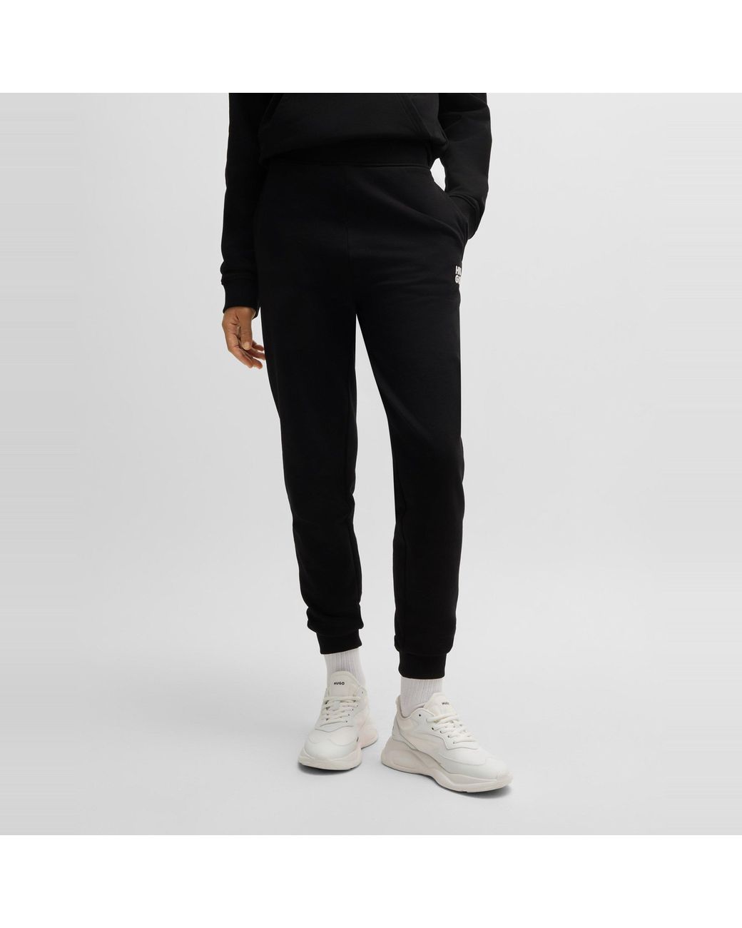 HUGO Black Jogging Bottoms With Iconic Logo Detail