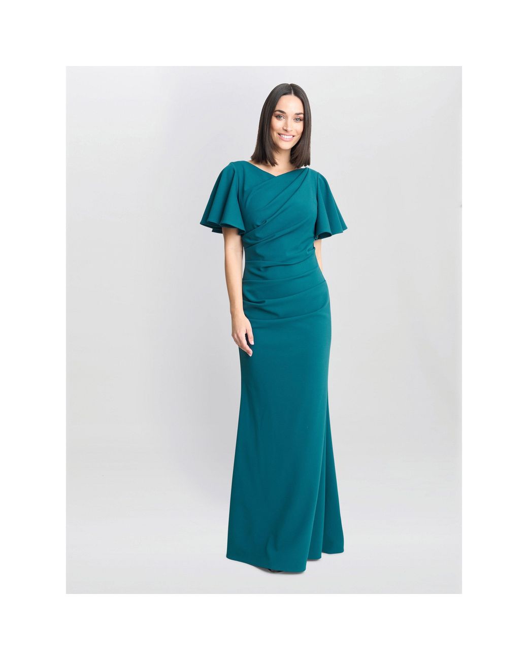 Gina Bacconi Blue Portia Crepe Maxi Dress