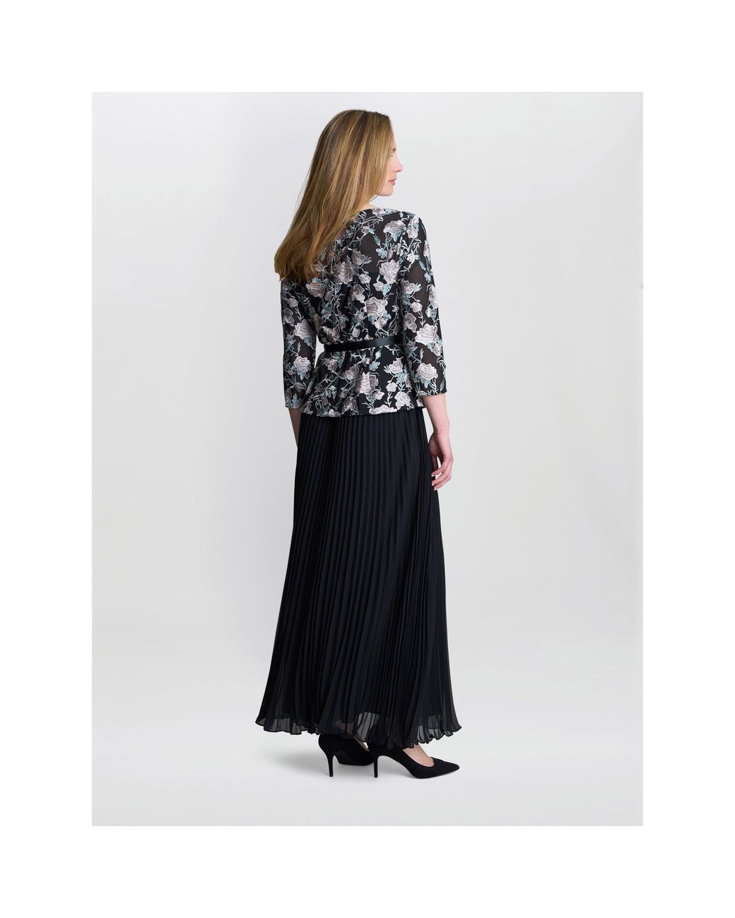 Gina Bacconi Blue Annie Long Pleated A Line Skirt