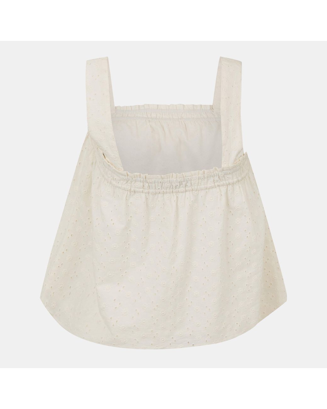 Jack Wills Natural Broderie Shirred Top