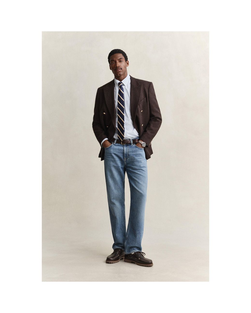 Gant Blue Stripe Long Sleeve Oxford Shirt for men