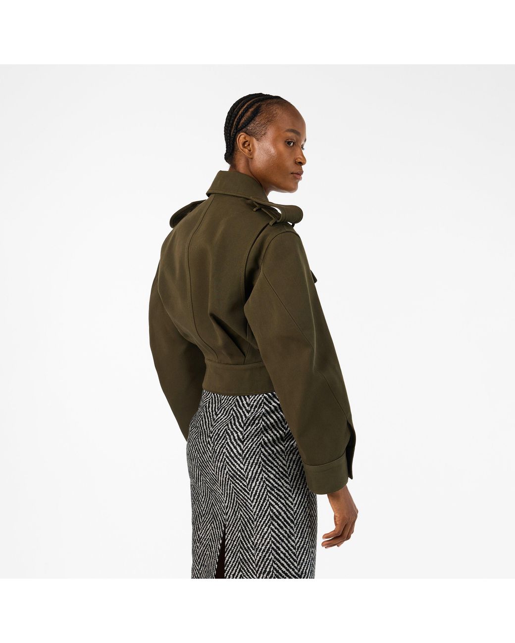 Givenchy Green Cocoon Utility Cotton Cropped Long Sleeve Hybrid Jacket