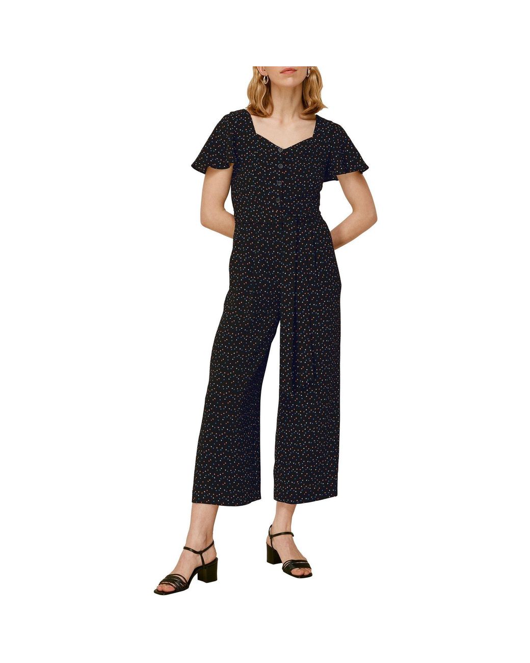 Whistles Black Micro Triangle Print Jumpsuit