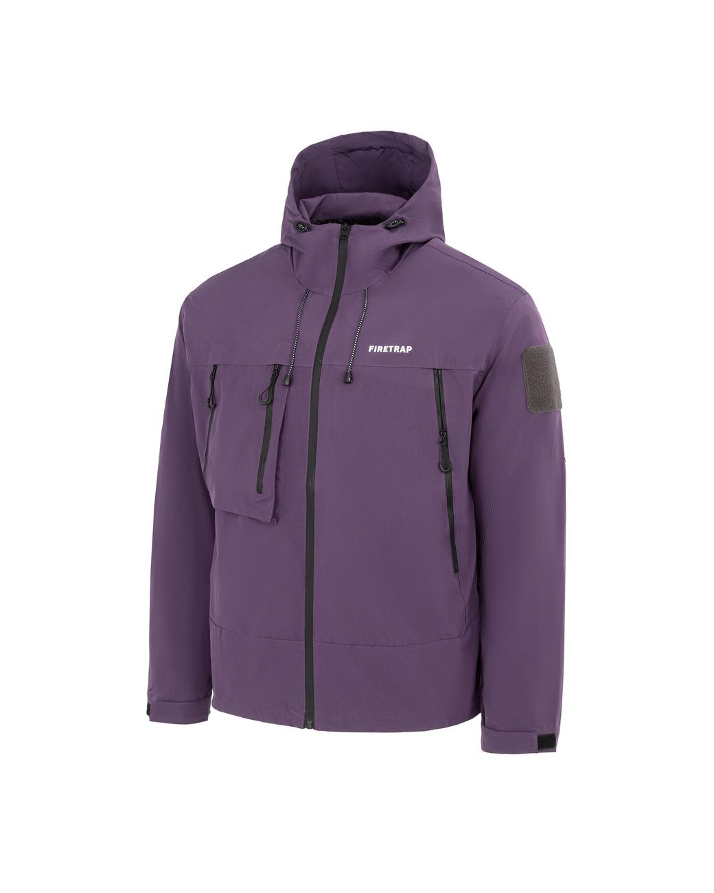 Firetrap Purple Windproof Hooded Long Sleeve Windbreaker for men