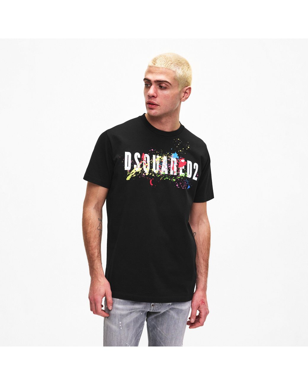 DSquared² Black Dsq Splat T-Shirt for men