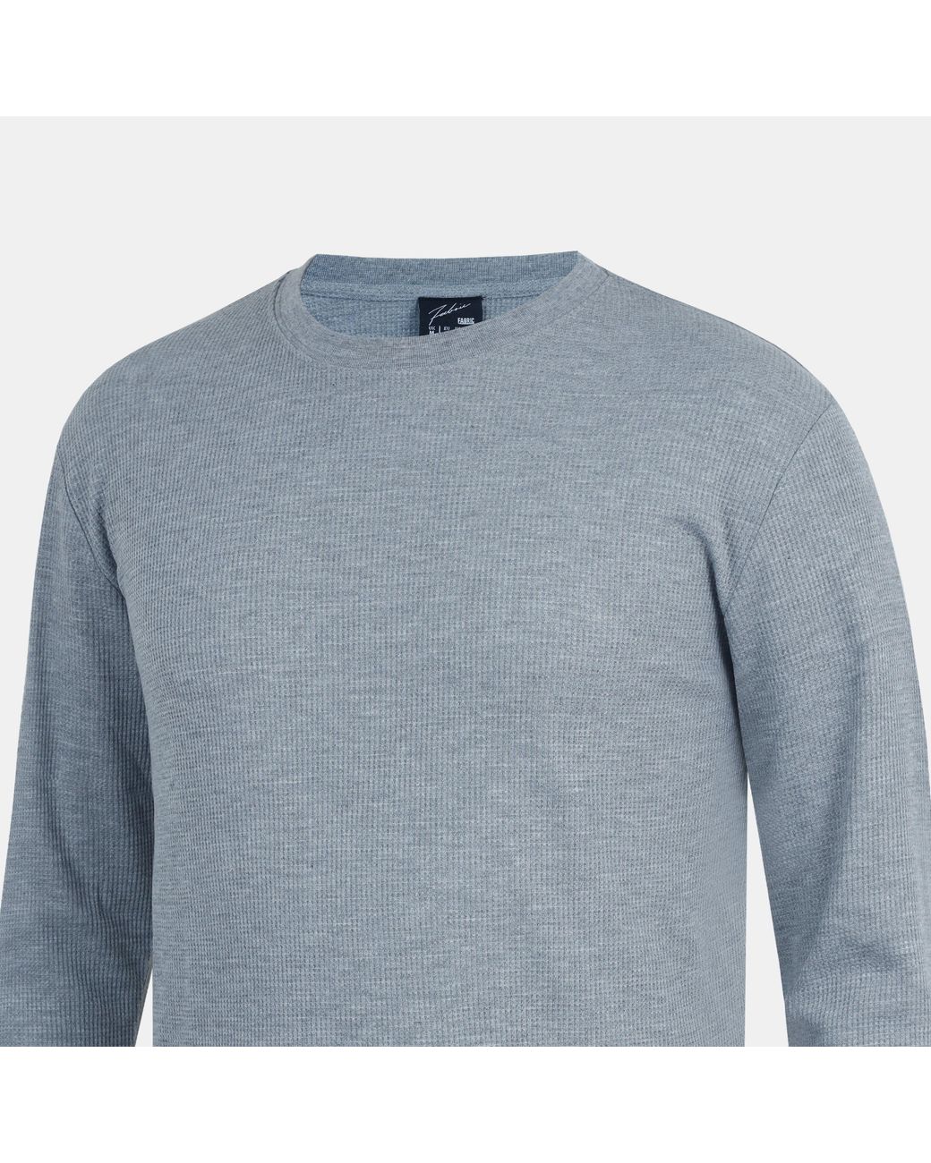 Fabric Blue Regular Fit Waffle T-Shirt for men